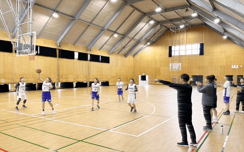 富士山の麓、東照館でバスケットボール合宿